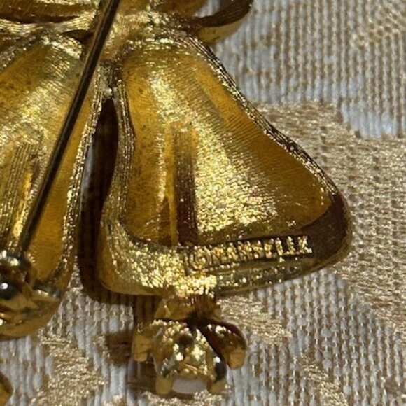 HOLIDAY🎄🎄MAMSELLE Christmas Bells Gold Holiday BROOCH - Picture 10 of 10